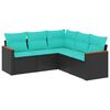 vidaXL 5 Piece Garden Sofa Set with Cushions Black Poly Rattan