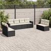 vidaXL 8 Piece Garden Sofa Set with Cushions Black Poly Rattan