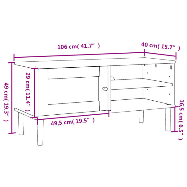 vidaXL TV Cabinet SENJA Rattan Look Brown 106x40x49cm Solid Wood Pine