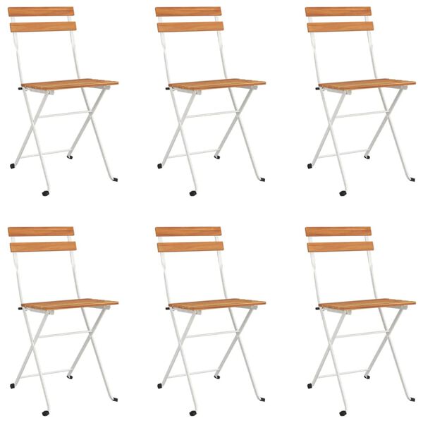 vidaXL Folding Bistro Chairs 6 pcs Solid Wood Acacia and Steel