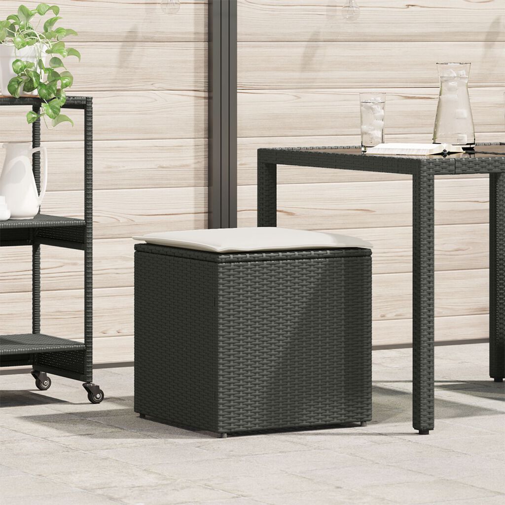 vidaXL Outdoor Storage Box Black and Cream Rattan, Polyester 80 cm