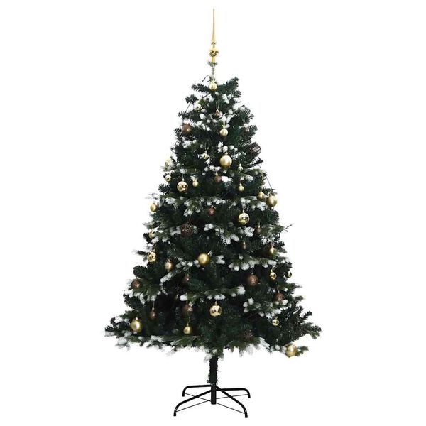 vidaXL Artificial Hinged Christmas Tree 300 LEDs & Ball Set 180 cm