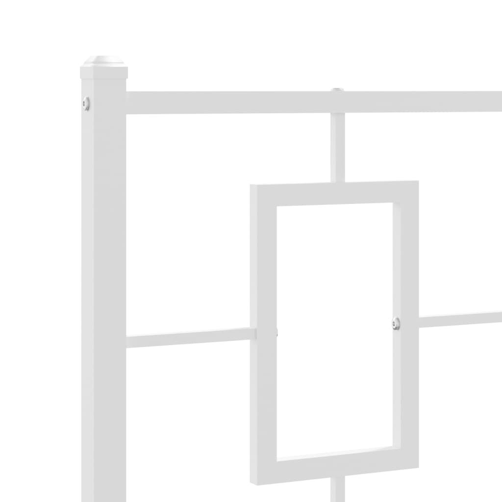 vidaXL Metal Bed Frame without Mattress with Headboard White 100x200cm