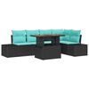 vidaXL Garden Sofa Set with Storage 6 pcs Black Poly rattan