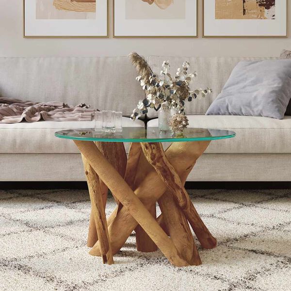 vidaXL Coffee Table Solid Teak Driftwood 60 cm