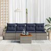 vidaXL Garden Sofa Set with Cushion 5 pcs Grey Poly rattan