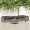 vidaXL 7 Piece Garden Lounge Set with Cushions Grey Poly Rattan
