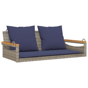 vidaXL Swing Bench with Cushions Grey 109x62x40 cm Poly Rattan