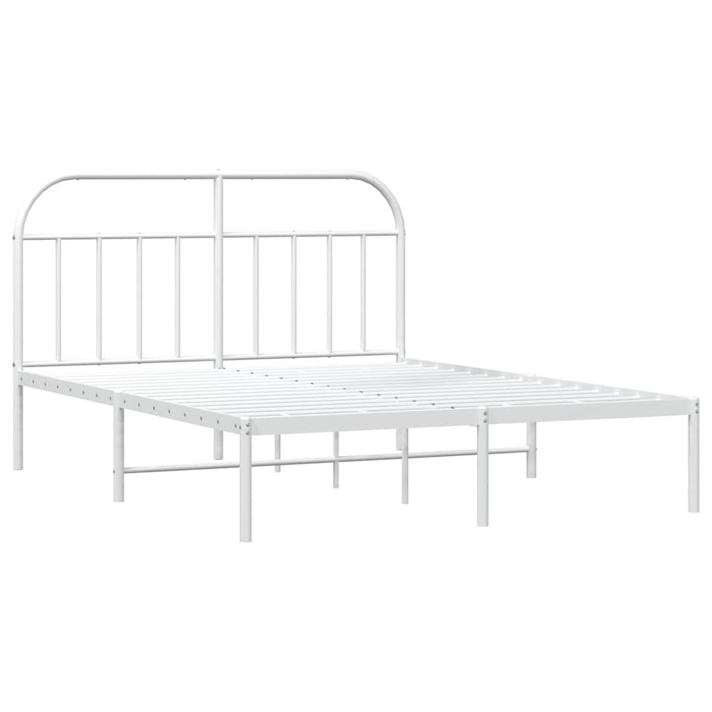 vidaXL Metal Bed Frame without Mattress with Headboard White 183x213cm