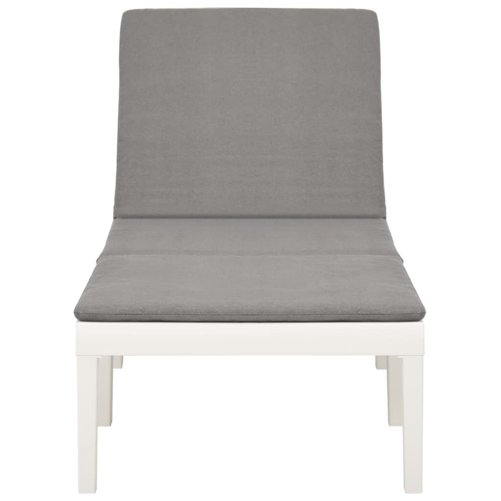 vidaXL Sun Lounger with Cushion Plastic White