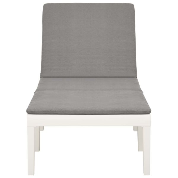vidaXL Sun Lounger with Cushion Plastic White