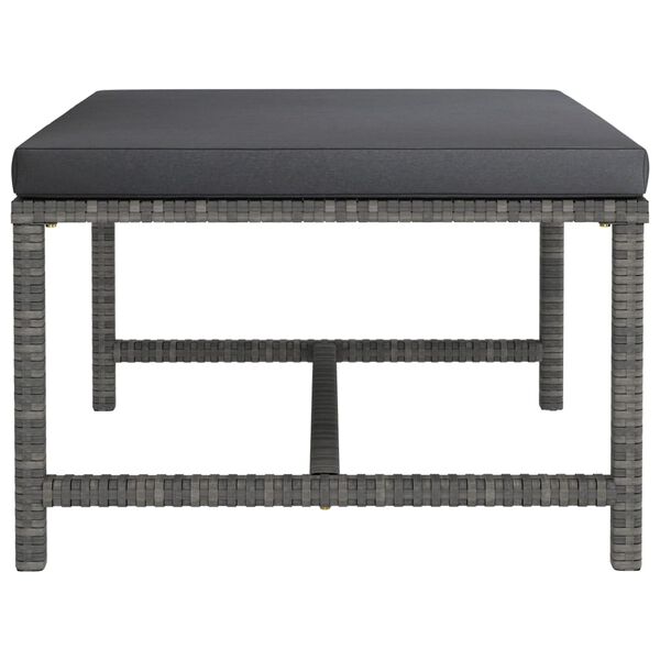 vidaXL Sectional Footrest with Cushion Grey Poly Rattan