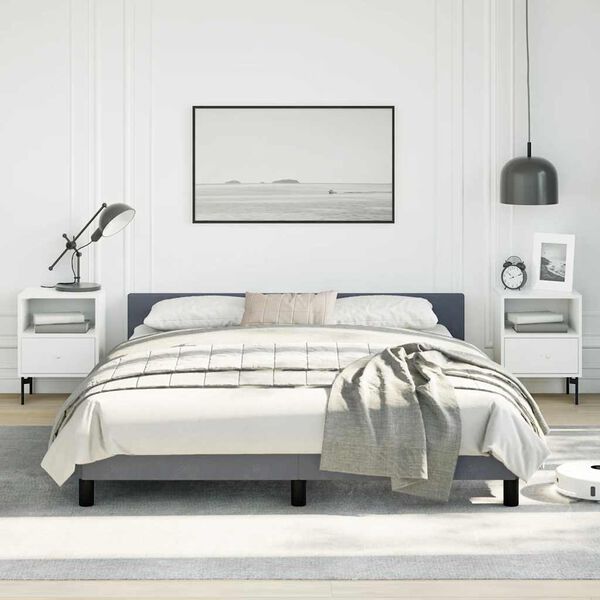 vidaXL Bed Frame without Mattress Dark Grey Queen Velvet