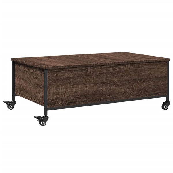 vidaXL Coffee Table with Wheels Brown Oak 91x55x34 cm Engineered Wood