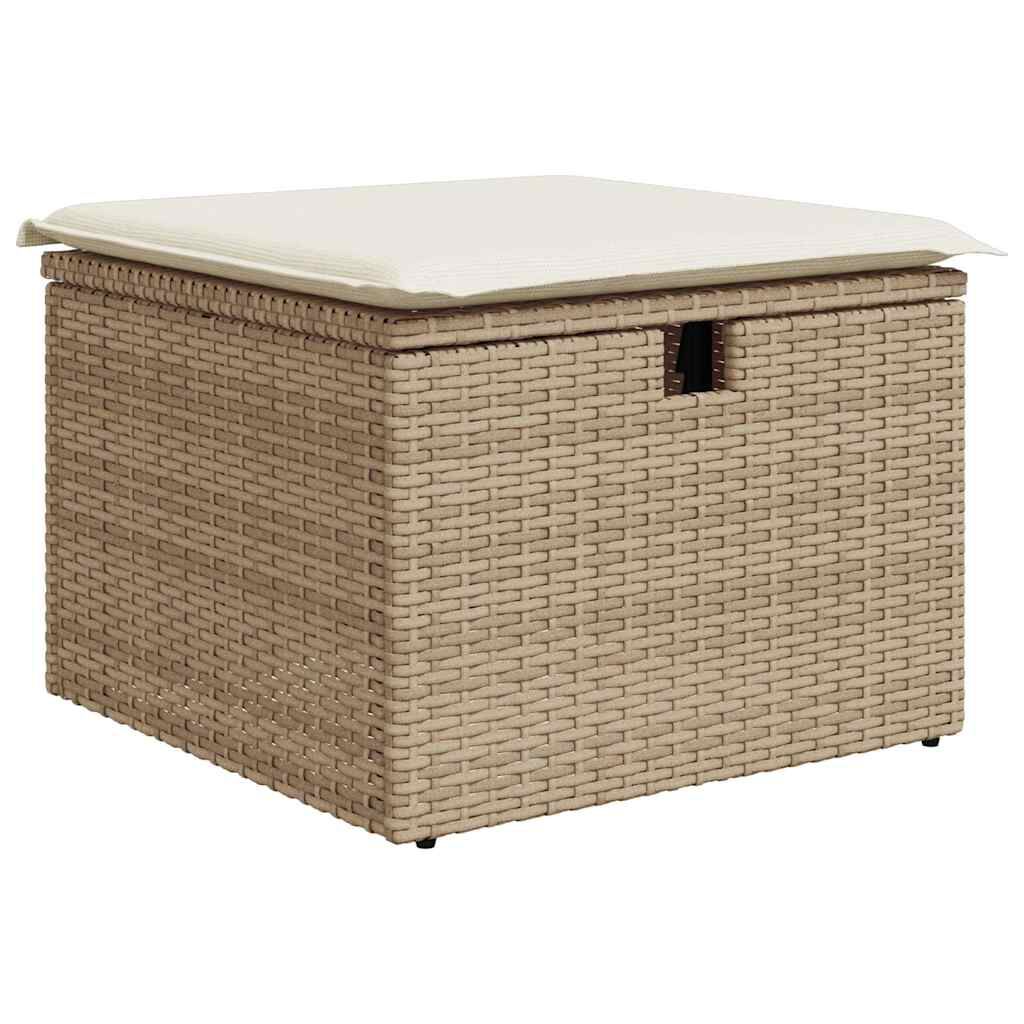 vidaXL 8 Piece Garden Sofa Set with Cushions Beige Poly Rattan