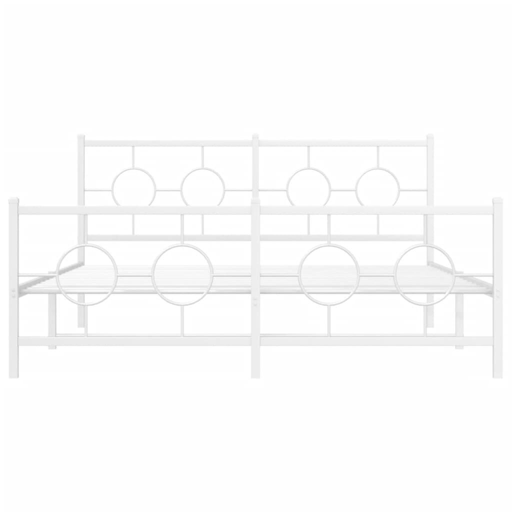 vidaXL Metal Bed Frame without Mattress with Footboard White 150x200cm
