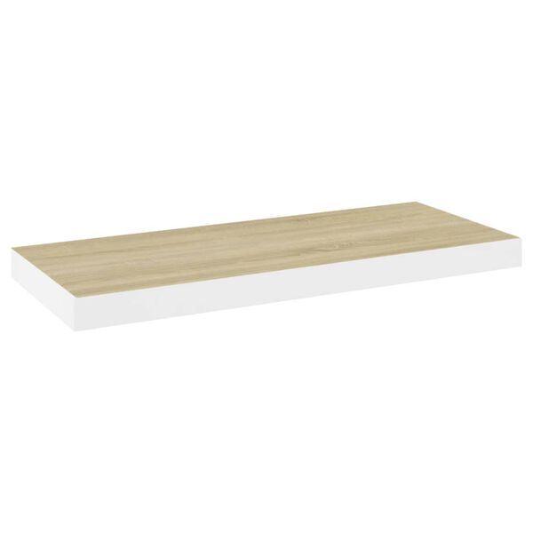 vidaXL Floating Wall Shelves 2 pcs Oak and White 60x23.5x3.8 cm MDF