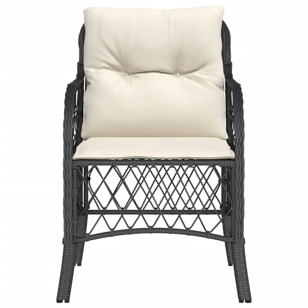 vidaXL Garden Chairs with Cushions 2 pcs Black Poly Rattan