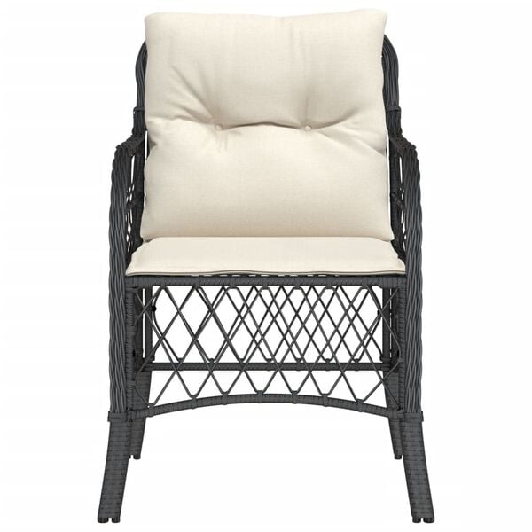 vidaXL Garden Chairs with Cushions 2 pcs Black Poly Rattan