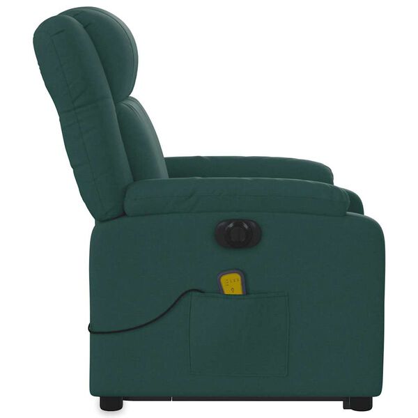 vidaXL Electric Stand up Massage Recliner Chair Dark Green Fabric