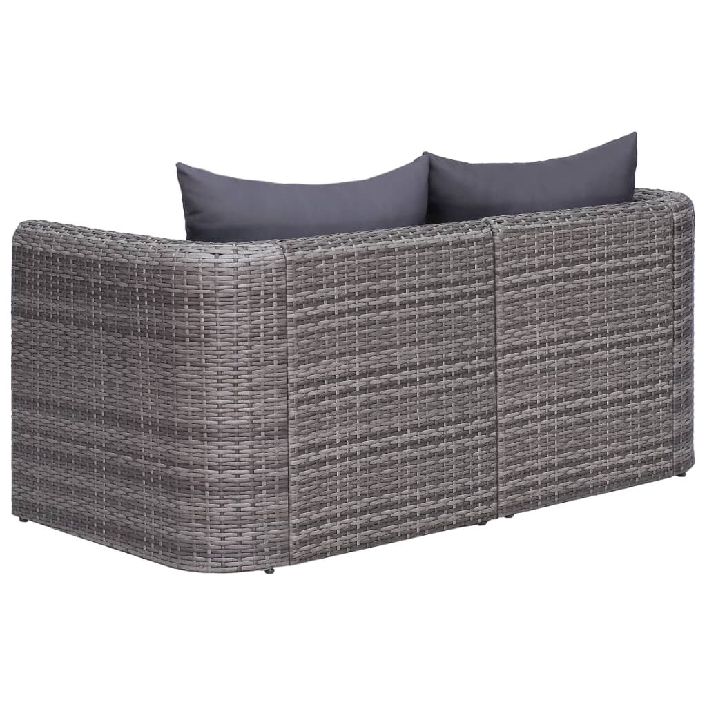 vidaXL 10 Piece Garden Lounge Set with Cushions Poly Rattan Grey
