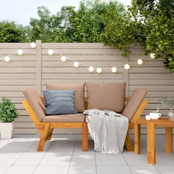 vidaXL Garden Bench with Cushions 2-in-1 Solid Wood Acacia
