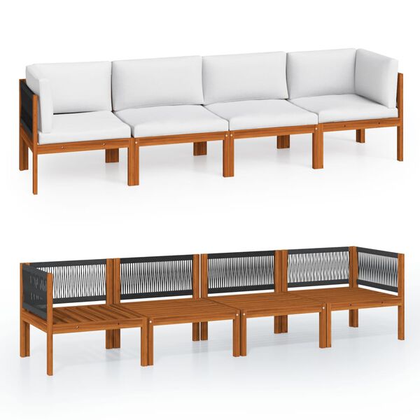 vidaXL 4-Seater Garden Sofa with Cushion Solid Acacia Wood