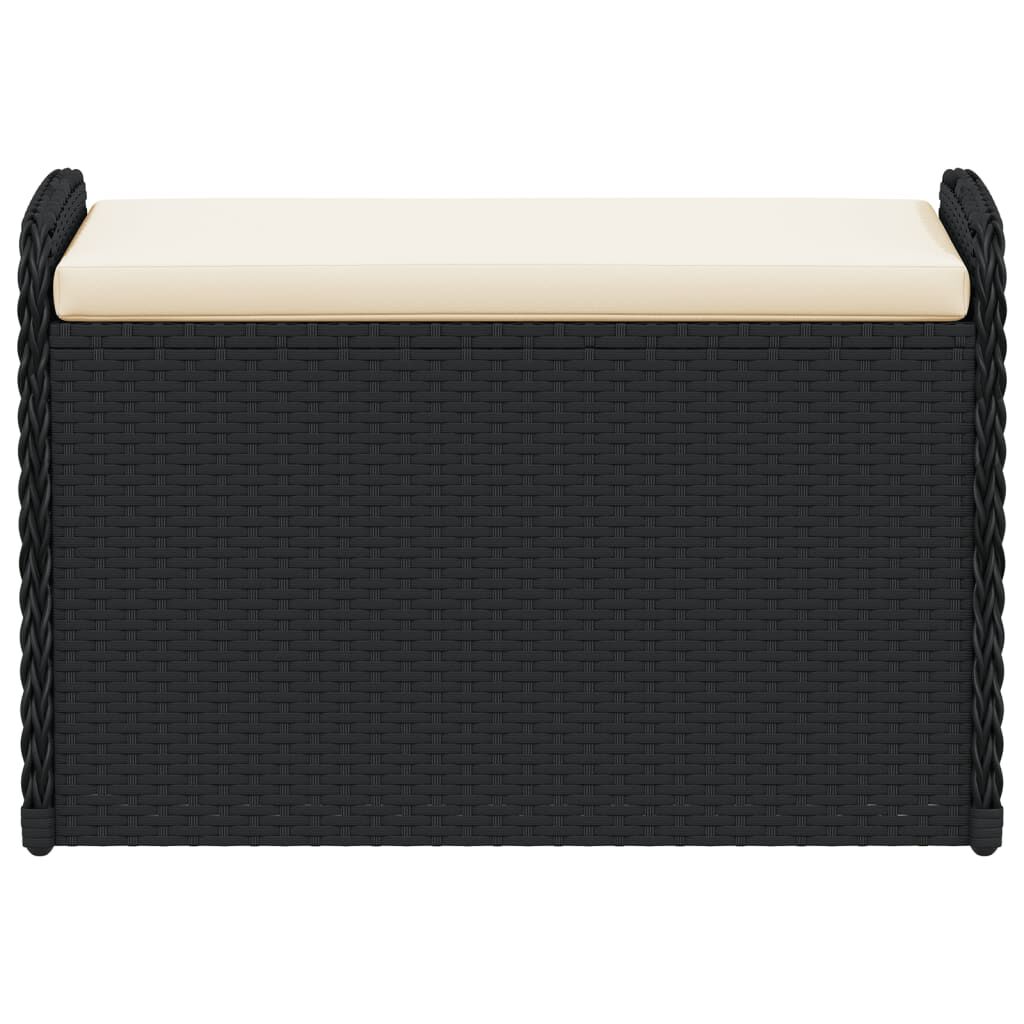 vidaXL Storage Bench with Cushion Black 80x51x52 cm Poly Rattan