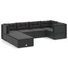vidaXL 7 Piece Garden Lounge Set with Cushions Black Poly Rattan