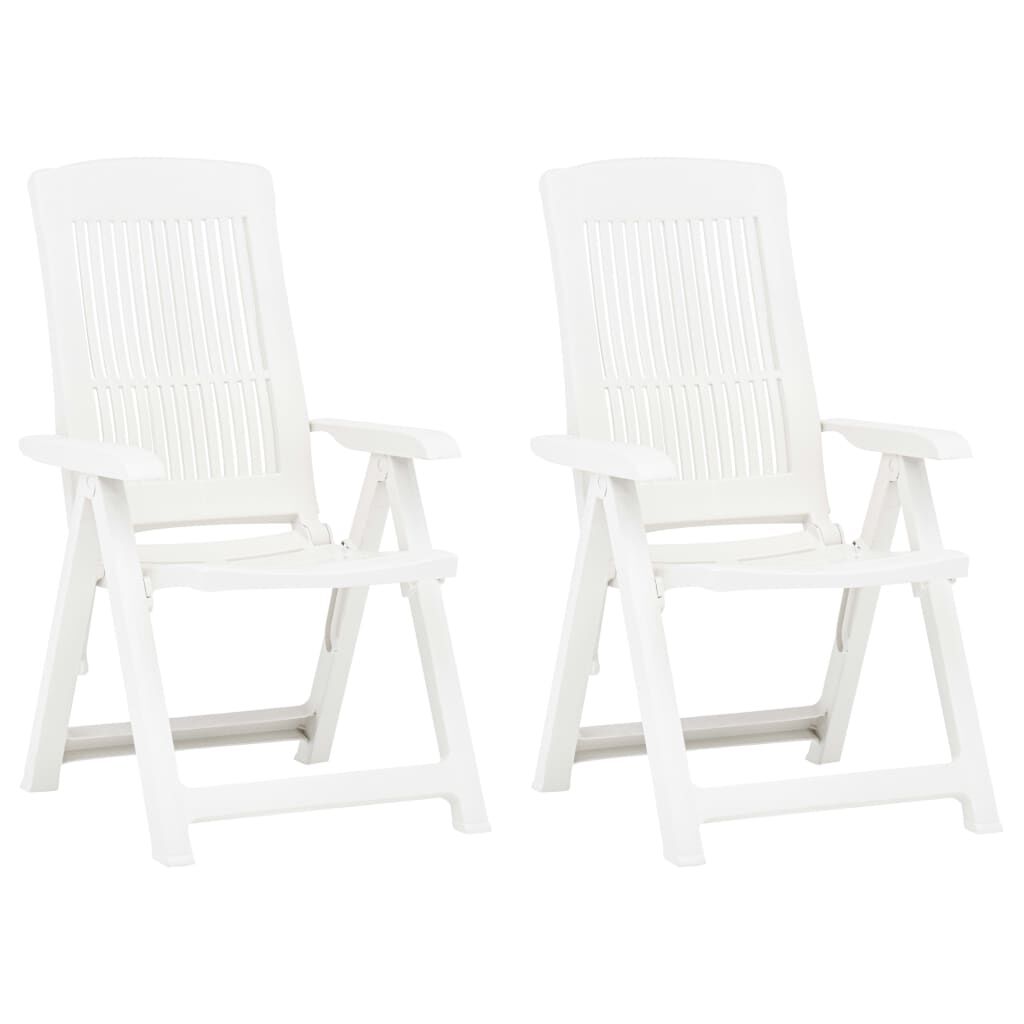vidaXL Garden Reclining Chairs 2 pcs Plastic White