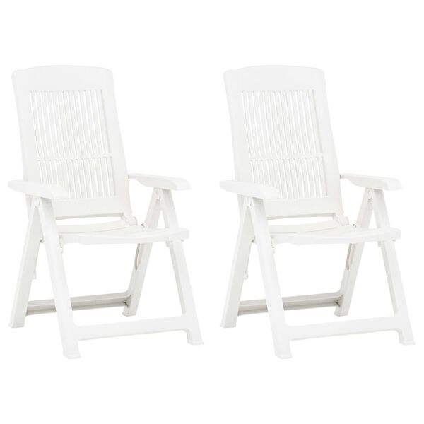 vidaXL Garden Reclining Chairs 2 pcs Plastic White