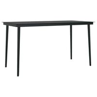 vidaXL Garden Dining Table Black 140x70x74 cm Steel and Glass