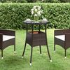 vidaXL Garden Table &Oslash;60x75 cm Tempered Glass and Poly Rattan Brown