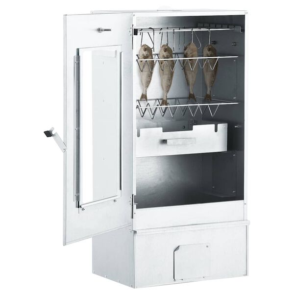 vidaXL BBQ Oven Smoker with Wood Chips 44.5x29x110 cm Galvanised steel