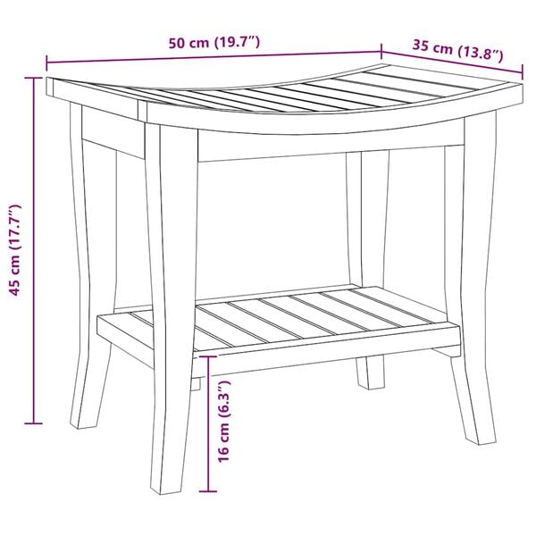 vidaXL Bathroom Side Table 50x35x45 cm Solid Wood Teak