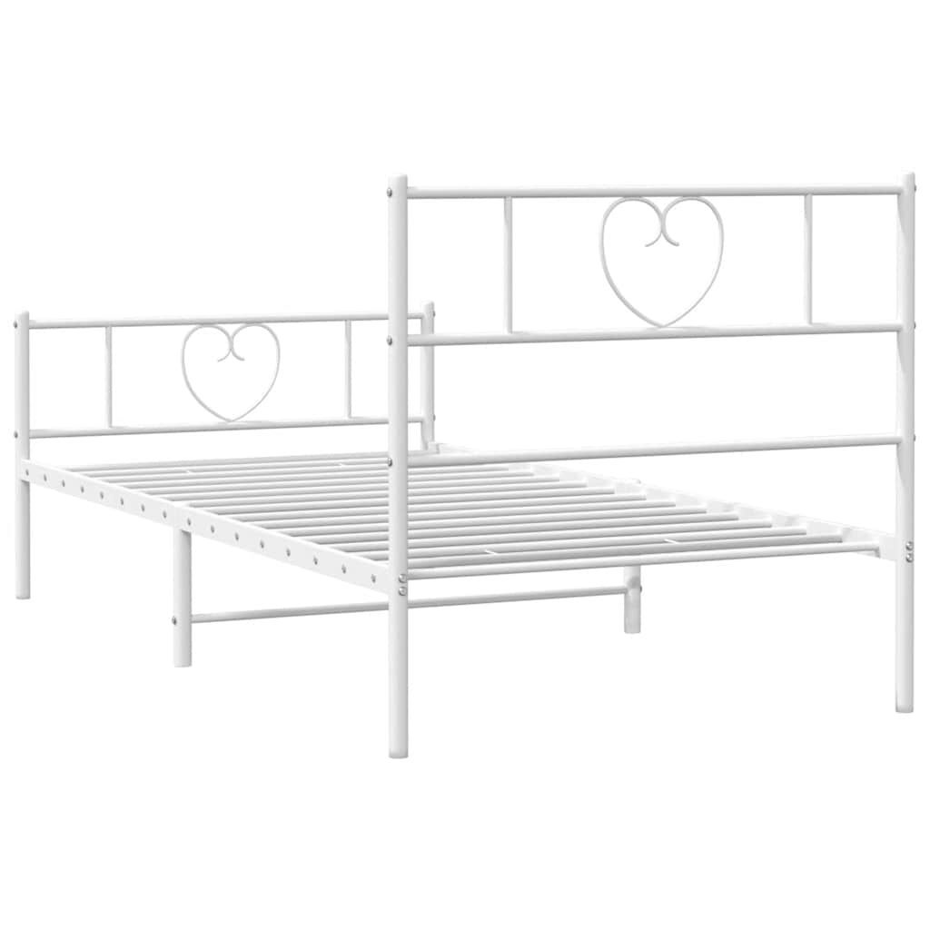 vidaXL Metal Bed Frame without Mattress with Footboard White 100x190cm