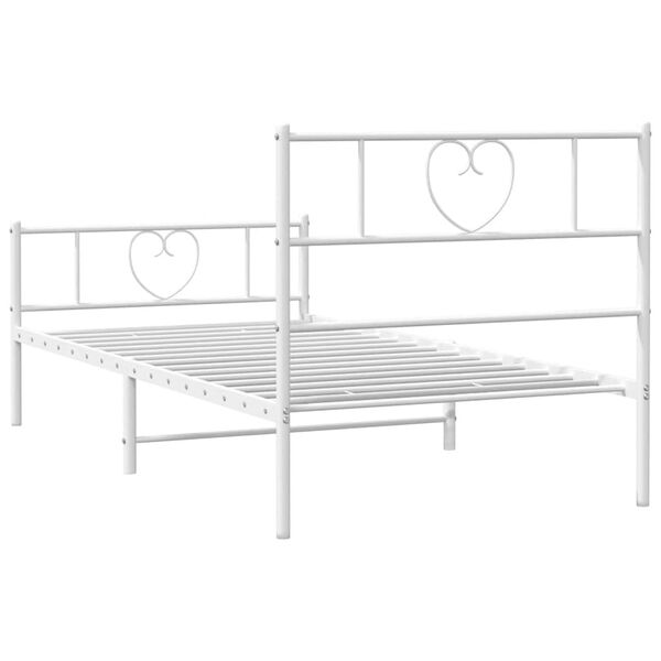 vidaXL Metal Bed Frame without Mattress with Footboard White 100x190cm