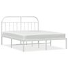 vidaXL Metal Bed Frame without Mattress with Headboard White 183x213cm