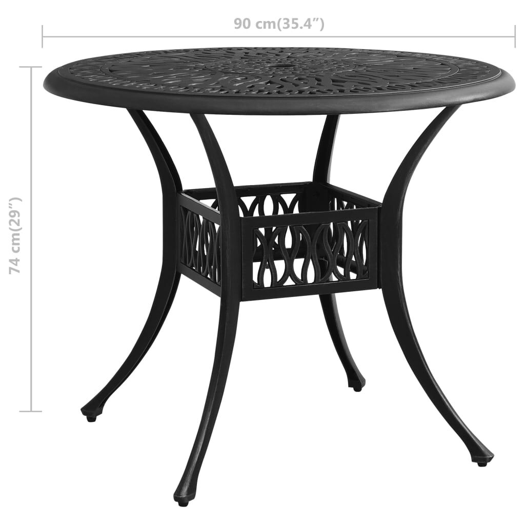 vidaXL 3 Piece Bistro Set Cast Aluminium Black
