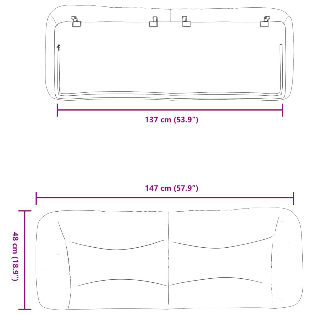 vidaXL Headboard Cushion Black 137 cm Double Faux Leather