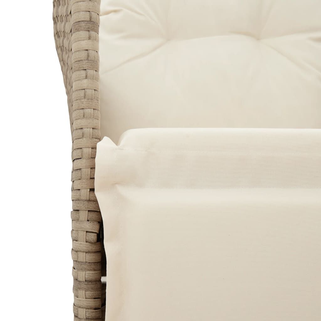 vidaXL 3 Piece Bistro Set with Cushions Beige Poly Rattan