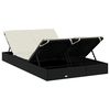 vidaXL 2-Person Sunbed with Cushions Black Poly Rattan