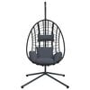 vidaXL Hanging Egg Chair with Stand Anthracite Rattan and Steel