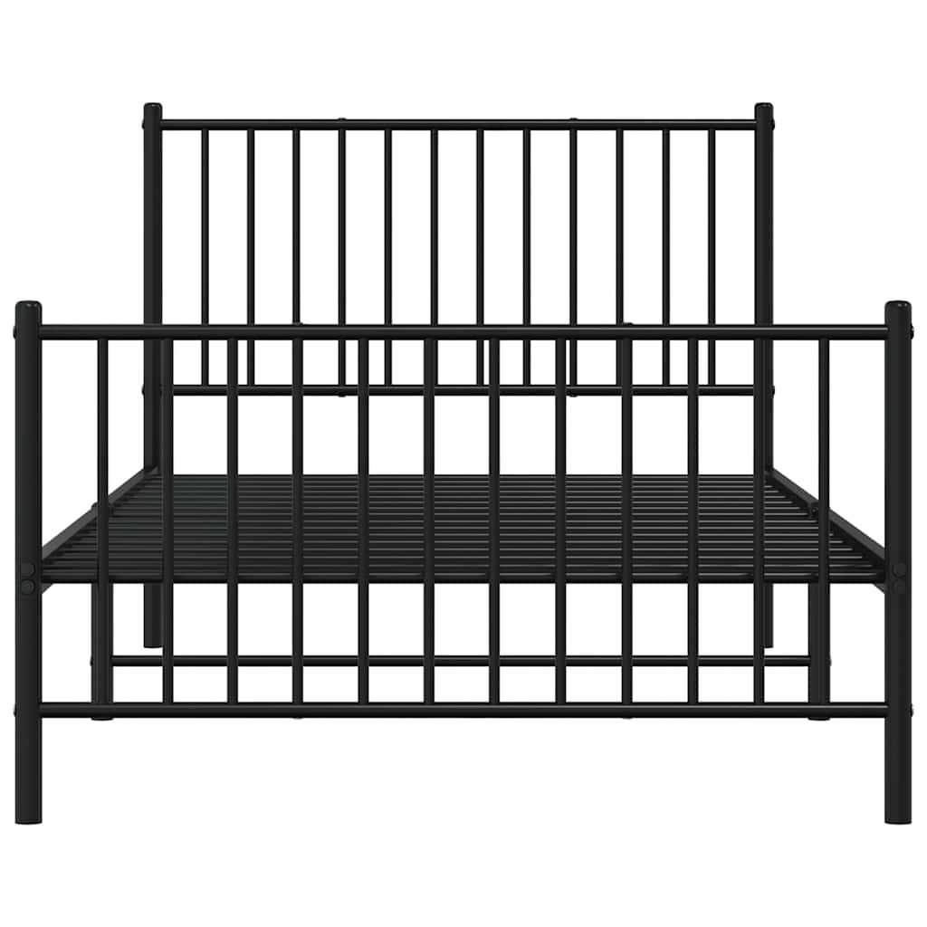 vidaXL Metal Bed Frame without Mattress with Footboard Black 100x190cm