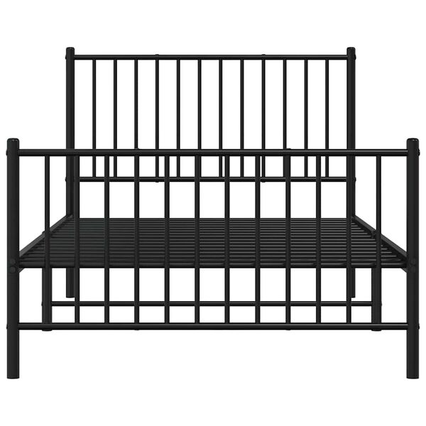 vidaXL Metal Bed Frame without Mattress with Footboard Black 100x190cm