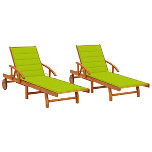 vidaXL Sun Loungers 2 pcs with Cushions Solid Acacia Wood