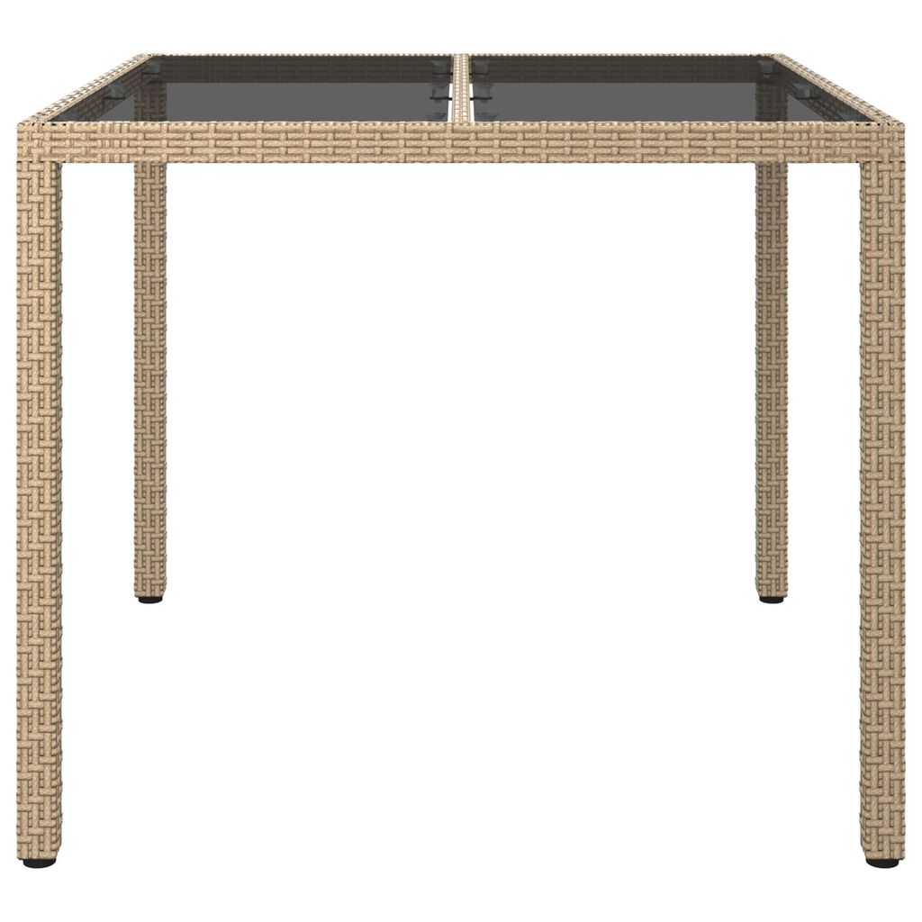 vidaXL Garden Dining Table Beige 90x90x75 cm Poly Rattan