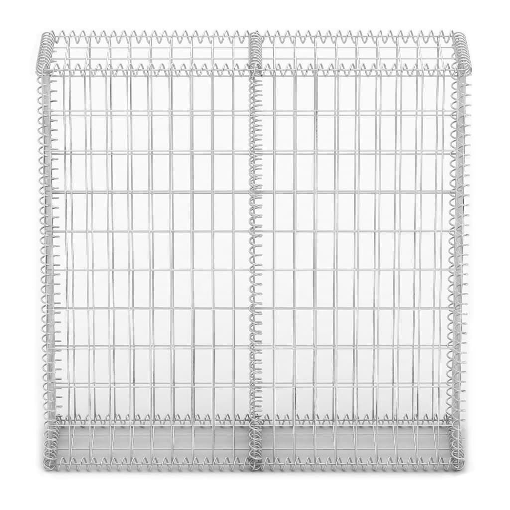 vidaXL Gabion Basket with Lids Galvanised Wire 100 x 100 x 30 cm