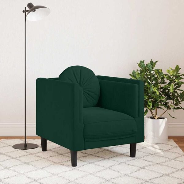 vidaXL Sofa Chair with Cushion Dark Green Velvet
