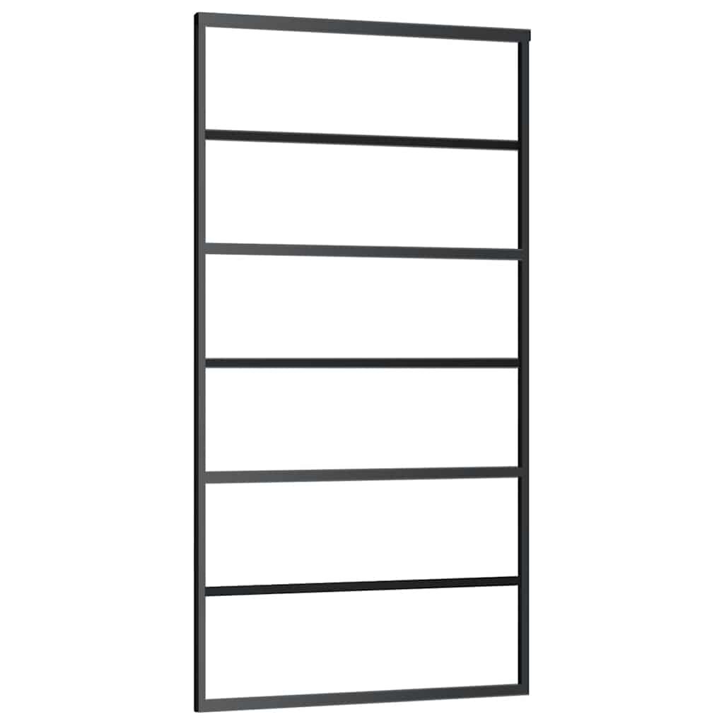 vidaXL Sliding Door ESG Glass and Aluminium 102x205 cm Black